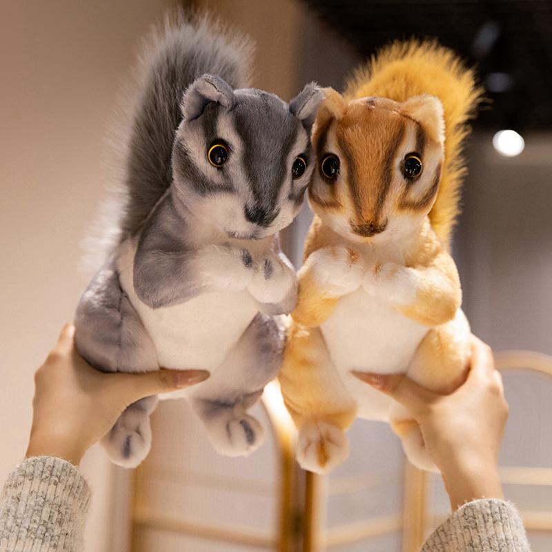 Cute Soft Stuffed Animals Doll Pillow Gift Realistic Squirrel Plush Adorbale Furry Hair Big Tail Toy