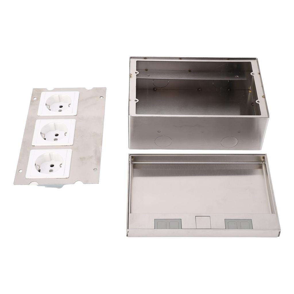 Recessed Floor Socket 4000W 3 Outlets Embedded Floor Receptacle Box for Office Hotel School