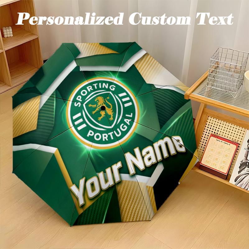 8 Rib Auto Folding Umbrella Sporting CP Print Custom Name Text Portable Rain Gear