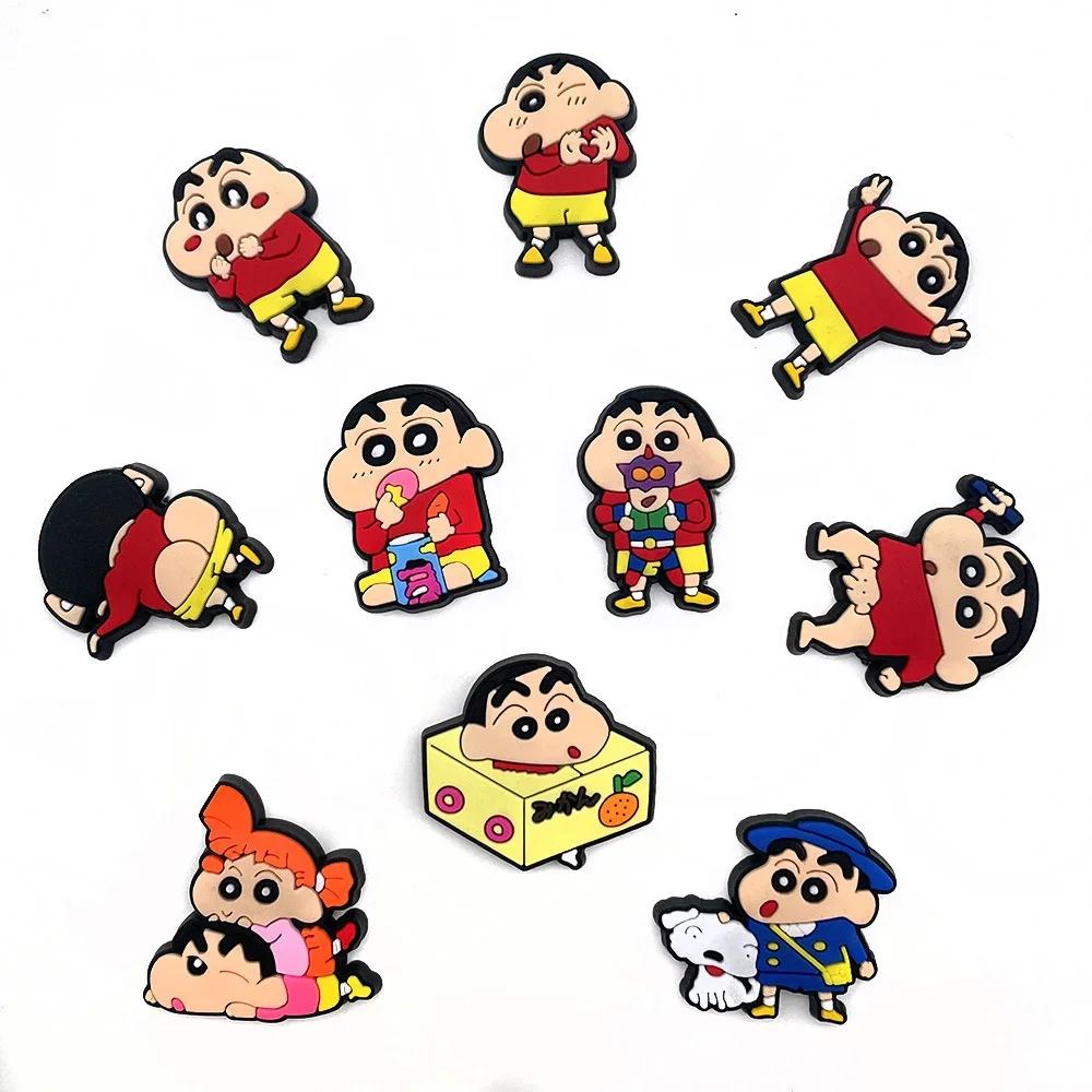 10Pcs Anime Crayon Shin-chan Sneaker Buckle Accessories Sandals Buckle Decorations Anime Cartoon Buckle for Party Xmas Gifts