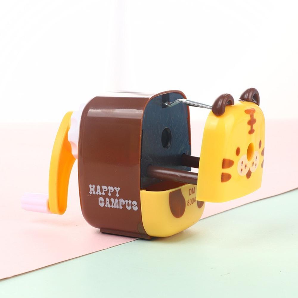 Hand-Cranked Helical Steel Blade Sharpener Tiger Panda Student Stationery Artists Kids