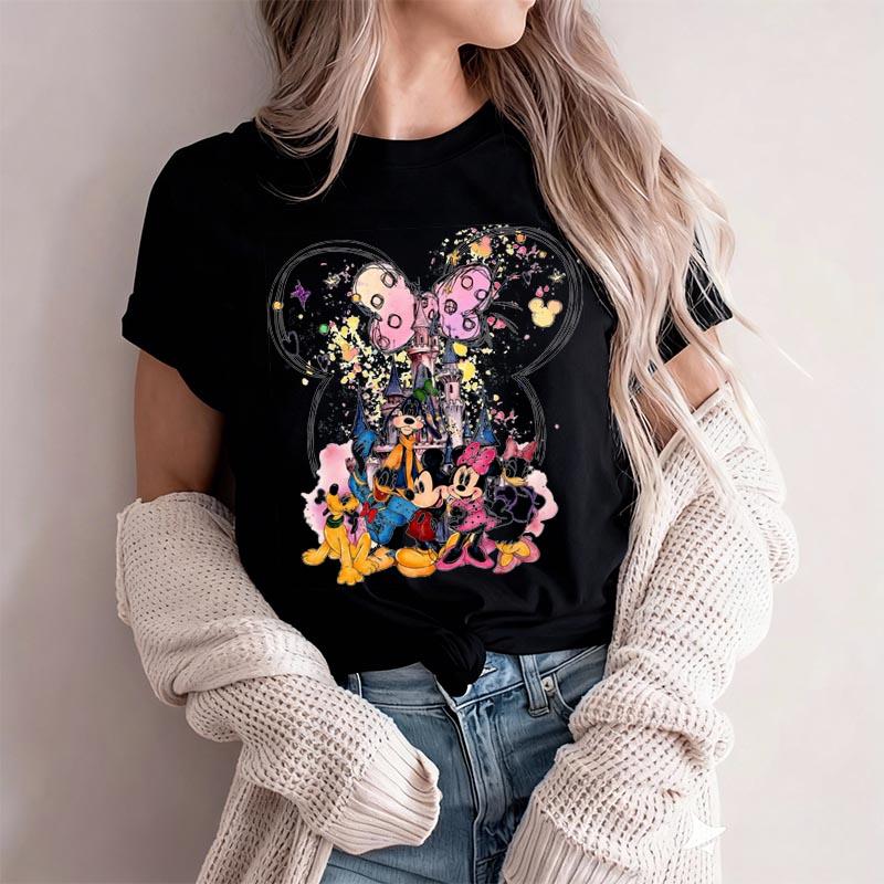 2026 New Mouse Pattern Womens Crew Neck Printed Tshirt Christmas Gift Tshirt