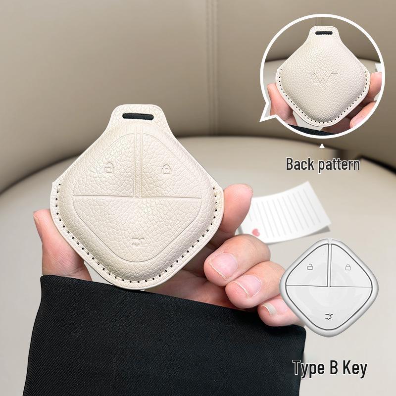 

In-Stock Wuling Bingo Key Cover - French Style, Fully Enclosed, Baojun Leather, Clear Sky Buckle Shell