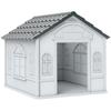 Waterproof PP Dog House with Sloped Roof and Entrance Door, 65x75.7x63 cm, Grey