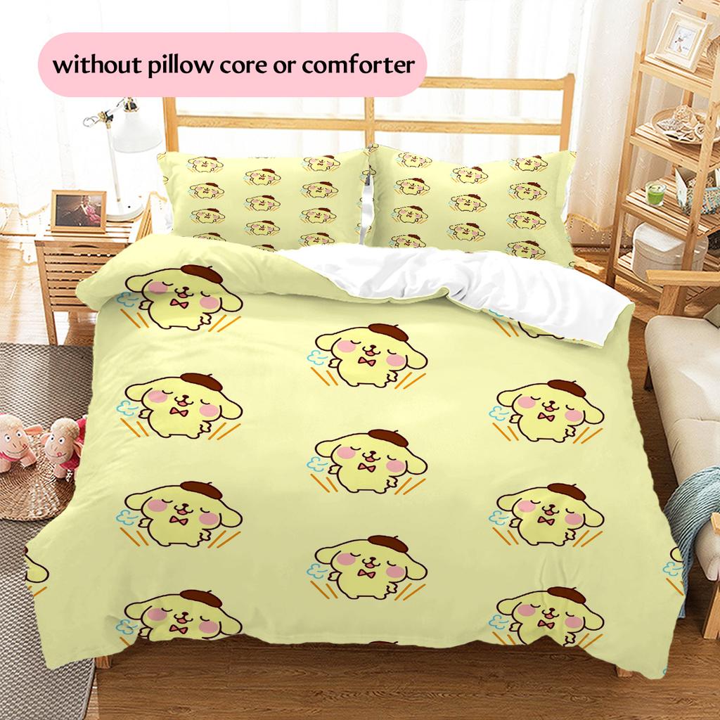 Pompompurin Muster Bettwäsche Bettdecke Set Heimdekoration Geschenk (1 Bettbezug + 2 Kissenbezüge (ohne Füllung))