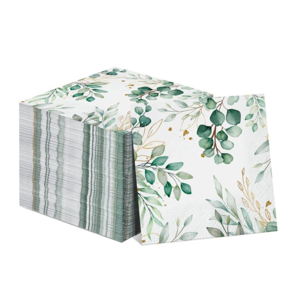 Green Restaurant Hand Towels Elegant Hotel Tableware High Quality Disposable Paper Napkins  Wedding