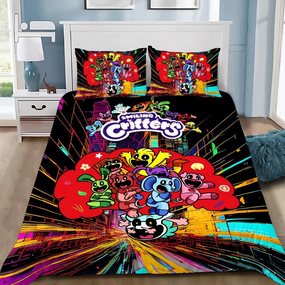 Duvet Cover Cartoon Smiling Critters Pillowcase Bedding Set Adult Boys Girl Bedroom Decoration Children Gift Single Double Size