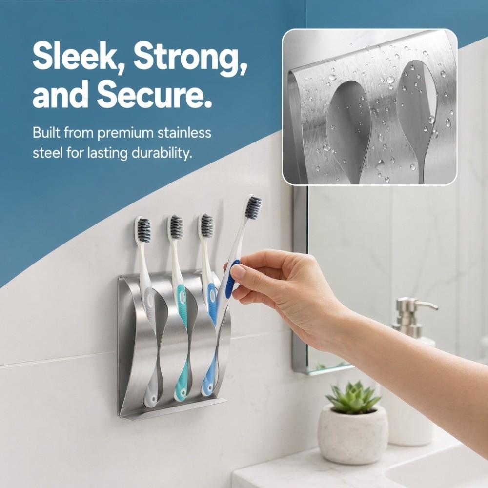 Silver Toothbrush Organizer Stainless Steel Razor stand Toothbrush Holder  Bathroom Washroom