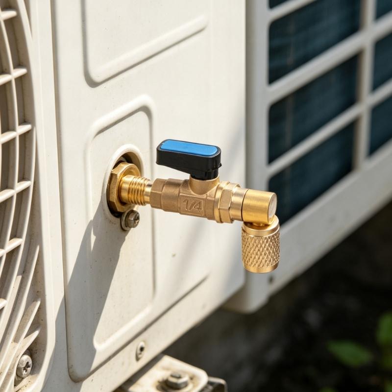 Brass 90 Degree R22 Ball Valves Shut-off Flows Control for Refrigerator & AC Charging Compact Valves for Refrigeration Repair