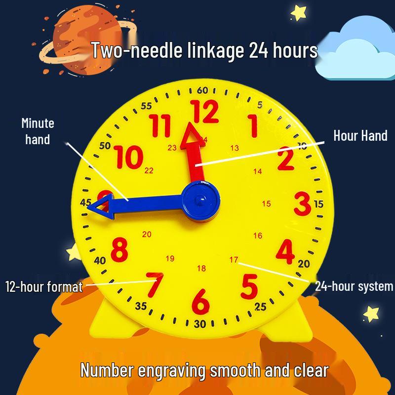 

Elementary School Math Teaching Clock - 10 cm, Two & Three-Hand Linkage Three-Hand Linkage
