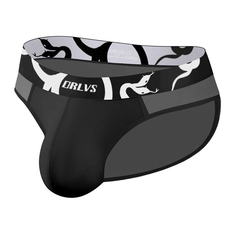 Ice Silk Transparent Underwear Stitching Large U Pouch Men's Briefs Sexy Low Waist Convex Underpants Man Sports Panties