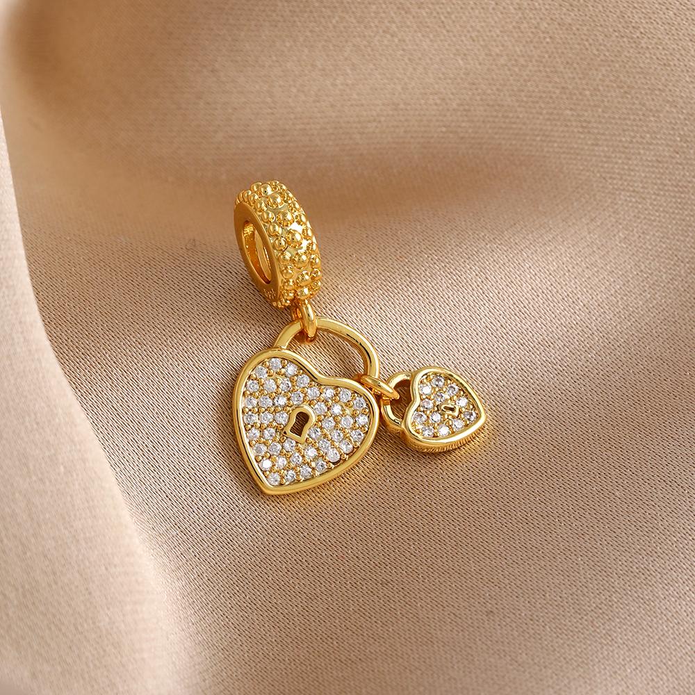 Gilded series enchanting angel sun and moon pendant beads fit ting original copper snake bone bracelet Do It Yourself womens jewelry
