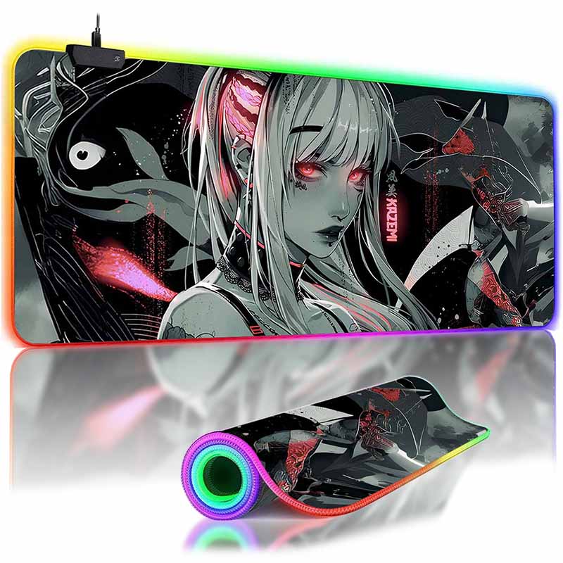 Anime Mask Girl Mouse Pad Yuki Aim Large Mouse Mat E-Sports Gamer Desk Pads Non-Slip Rubber Premium Mouse Pad XXL Keyboard Mats