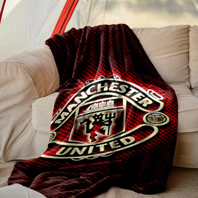 1pc Comfortable Home Print Throw Blanket, Manchester United Manchester City Blanket For Bed and Sofa Use, Special Present For Family