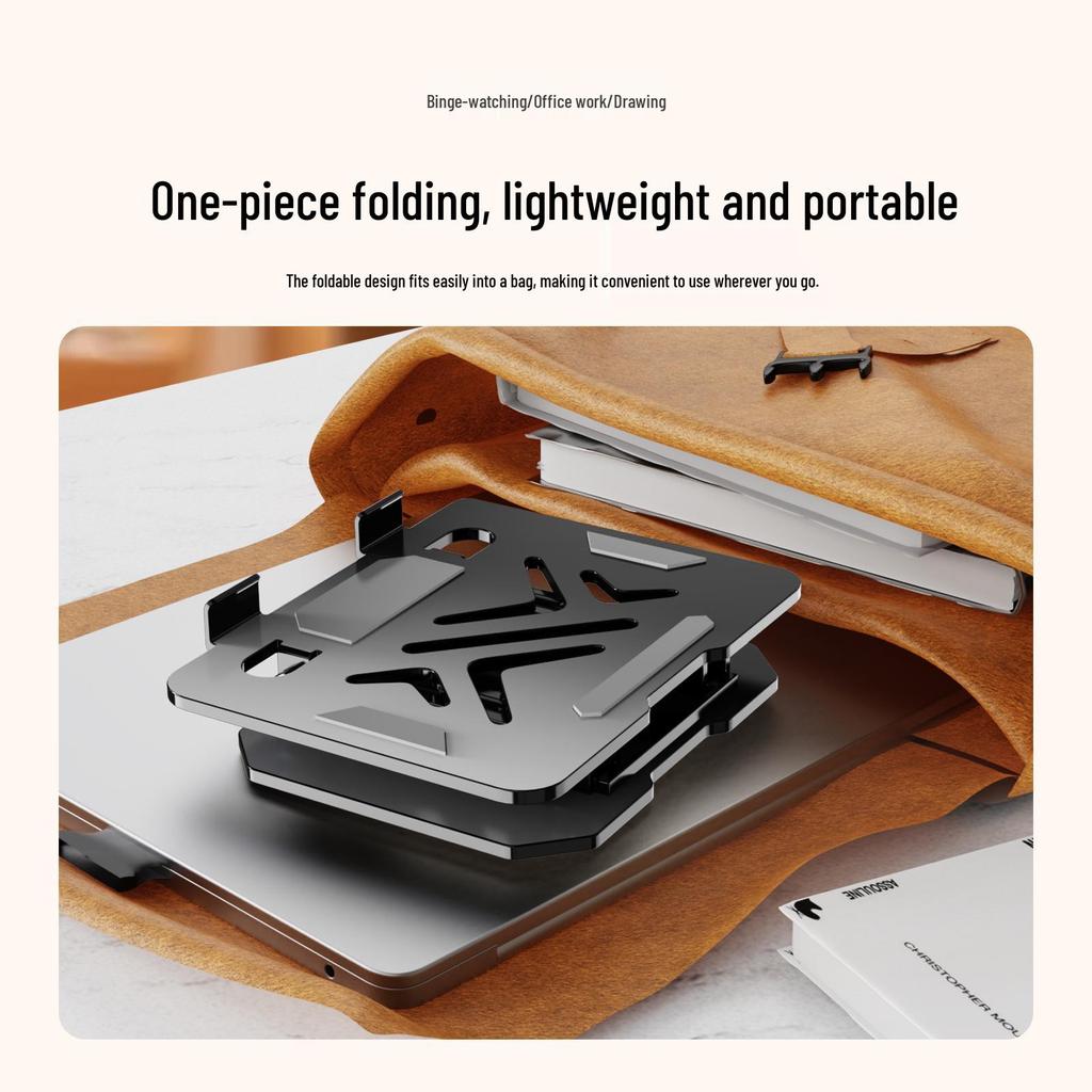 2025 Rotatable & Foldable Laptop Riser: Alloy Heat-Dissipation Stand with Flat, Rotating Monitor Feature.