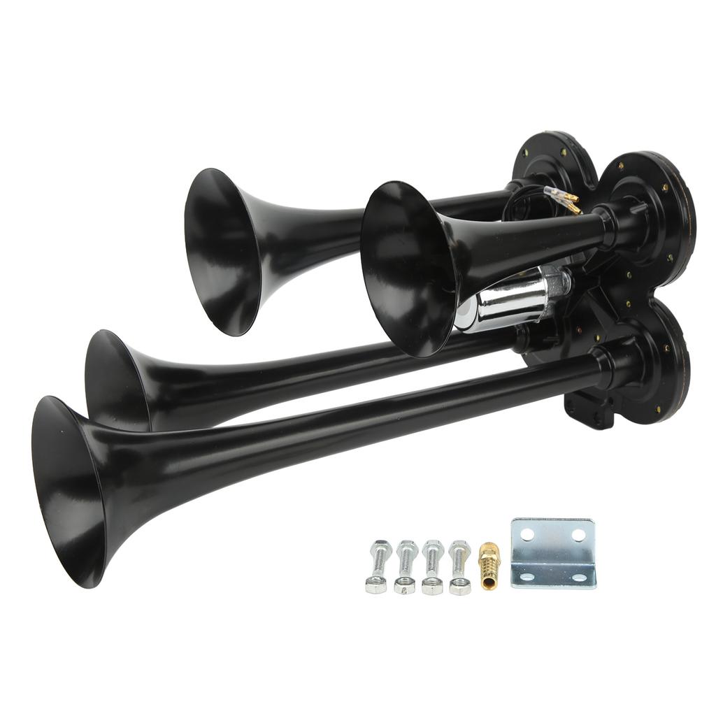 4 Trumpets Air Compressor Horn 150DB 12V Super Loud Universal Fit for Cars Trucks Boats Trains