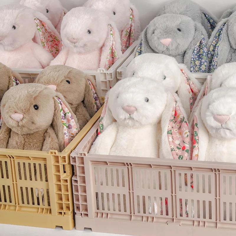Soft Fluffy Easter Rabbit Plush Toy Cute Long Ears Rabbit Plushies Stuffed Floral Bunny Animal Doll Home Decor Gifts Girl
