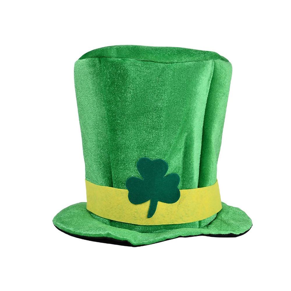Saint Patricks Day Top Hat Holiday Fake Beard Green Celebration Costume for Irish Festival Birthday Party Decor Supplies Cosplay