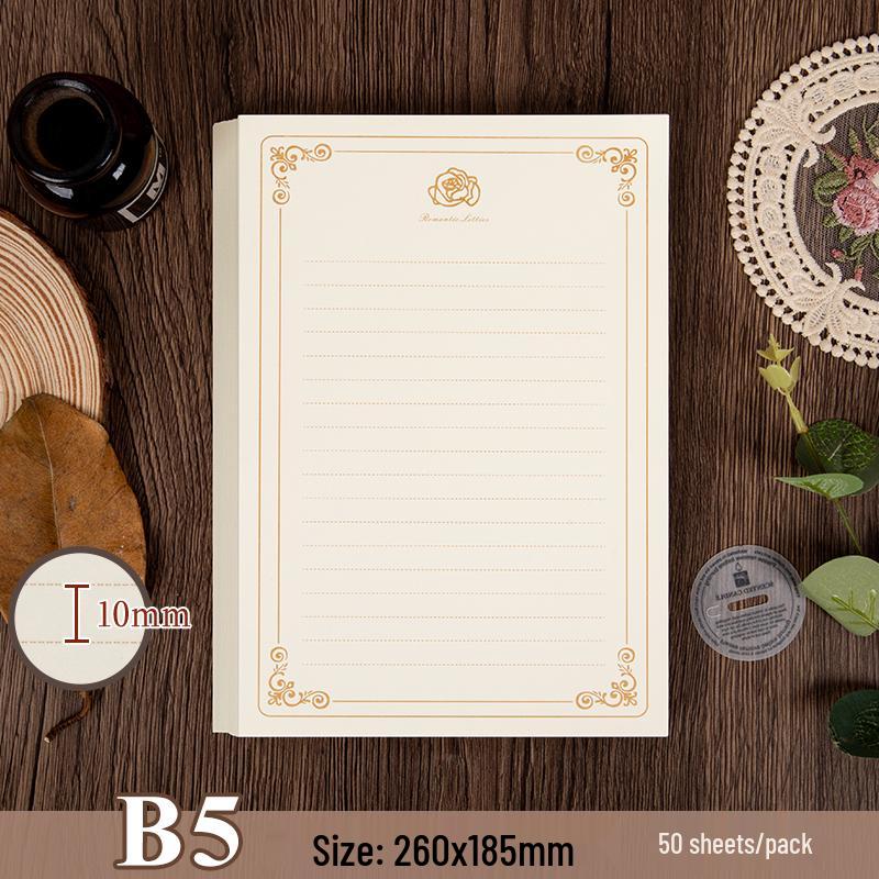Retro Kraft Paper Love Letter Set - A4/A5/B5 Lined Stationery for Students