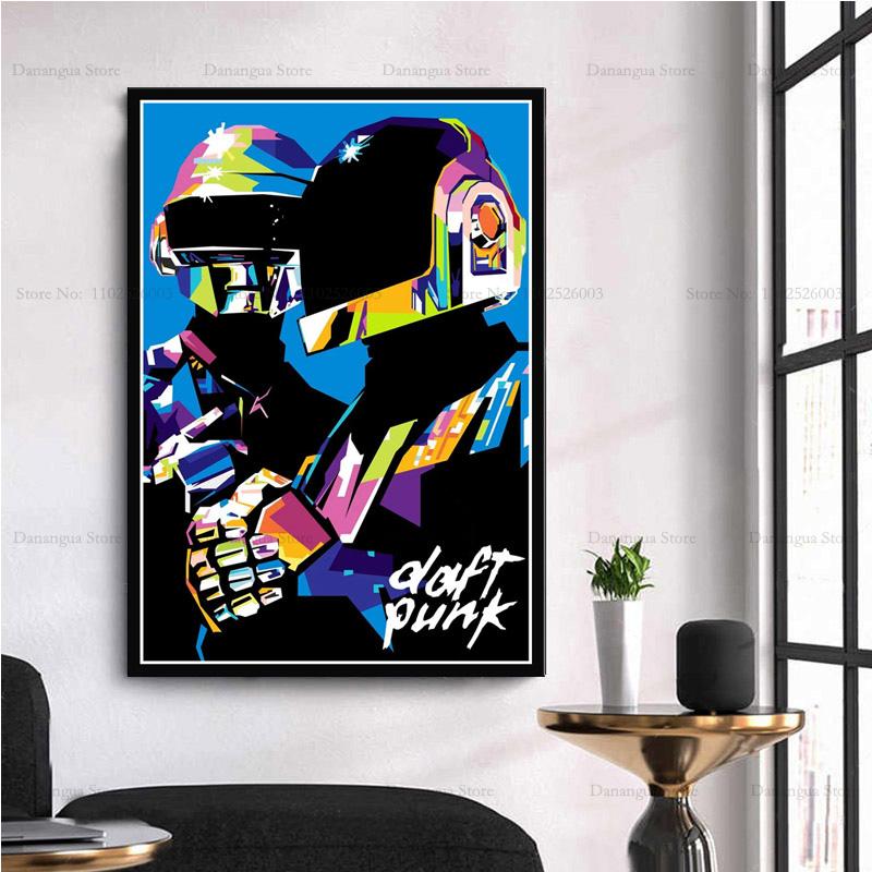 Abstrakt Daft Punk DJ Musikstjärna Konstverk Legend Moderna Affischtryck Väggkonst Canvas Målning Bild Foto Gåva Rum Heminredning