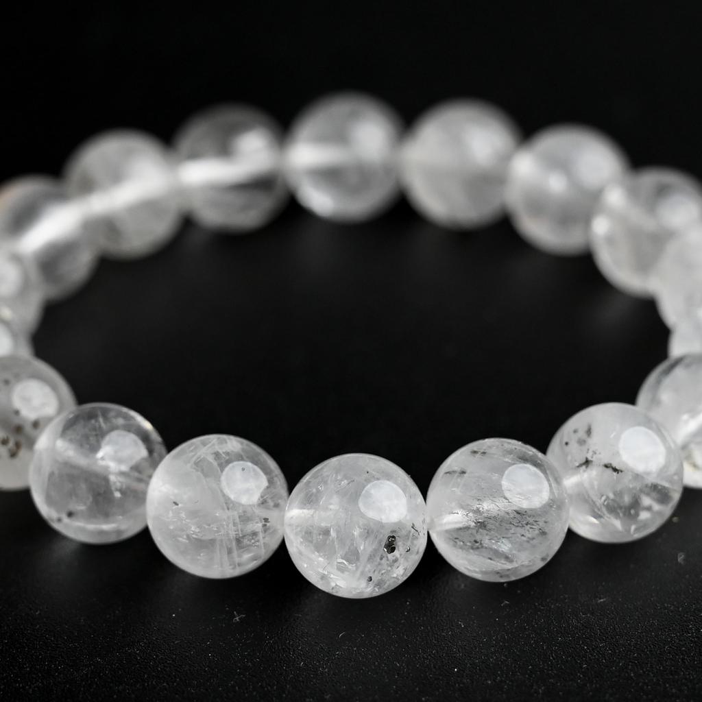 Eigado Pyrite In Quartz 18 Inner Natural Power Good Luck Bracelet, Beads, 11mm, Diameter Approx. 17cm, Stone, Stone, Charm, 2507-Brace-Pyr-02