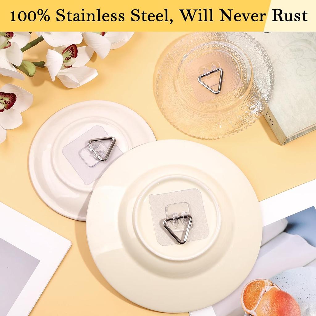 18 Pack Invisible Plate Hangers for The Wall, Vertical Adhesive Wall Plate Hangers for Display, Art, Pictures, Decorative, 2.25 Inch