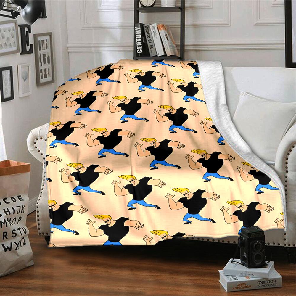 Johnny Bravo Theme Printed Blanket - Perfect for Couch, Bed, Travel & Outdoor Use | Machine Washable, Cozy & Durable.