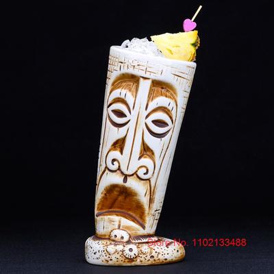 530 ml schräge Totenkopf-Bierkrüge, gemischter Weinbecher, tropische Bar, Retro-Cocktailgläser, Keramik, Tiki-Becher, Weinglas, Smoothie-Glas