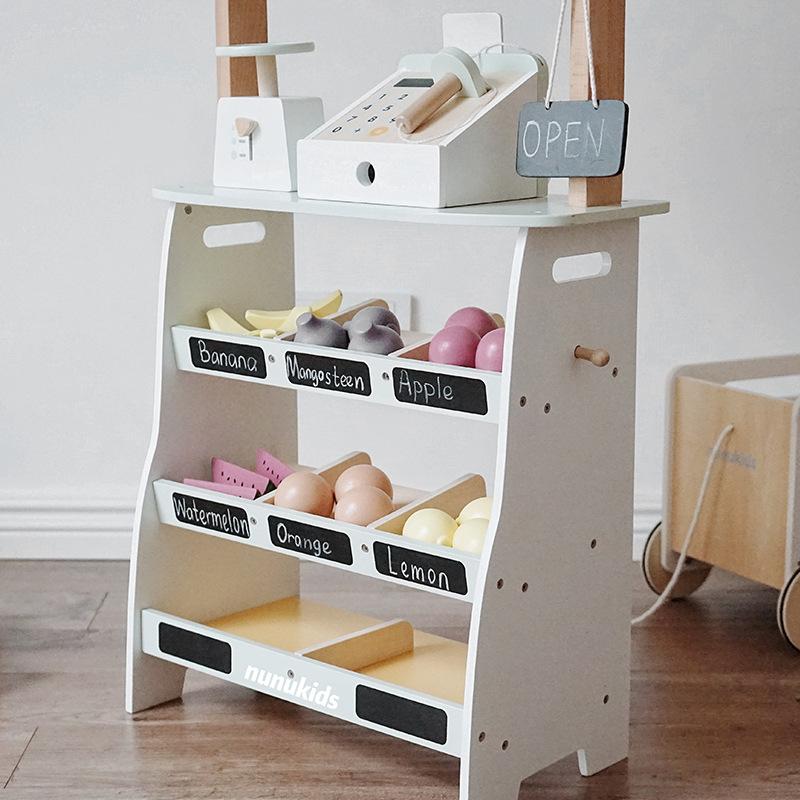 Wooden Children'S Play House Toys Fruit Store Sales Combination Simulation Sales Store Commissary Cash Register Toys