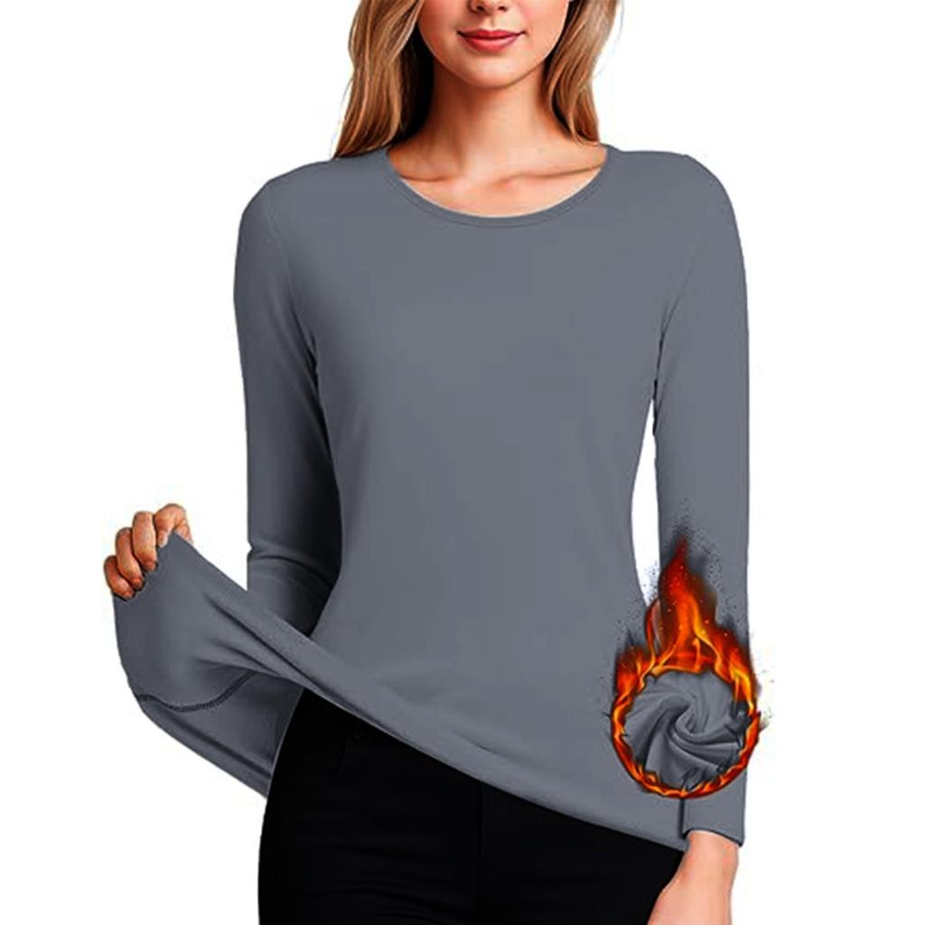 Lenjerie de corp caldă pentru femei pentru toamnă și iarnă, elasticitate ridicată și uscare rapidă, haine de fitness strânse pe corp și plușate, mâneci lungi