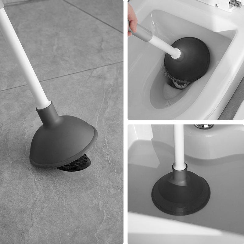 Silicone Toilet Bowl Brush and Plunger Set with Holder for Bathroom Cleaning
