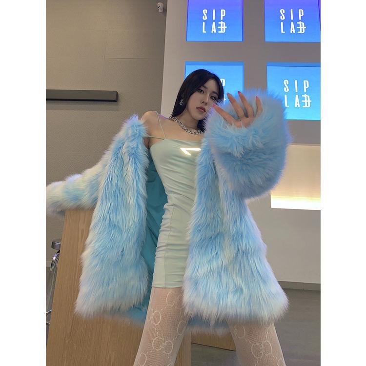 Autumn and Winter Popular Temperament Plush Fur Coat Women's Medium-length Imitation Fox Fur Slimming Fur Fashion Coat