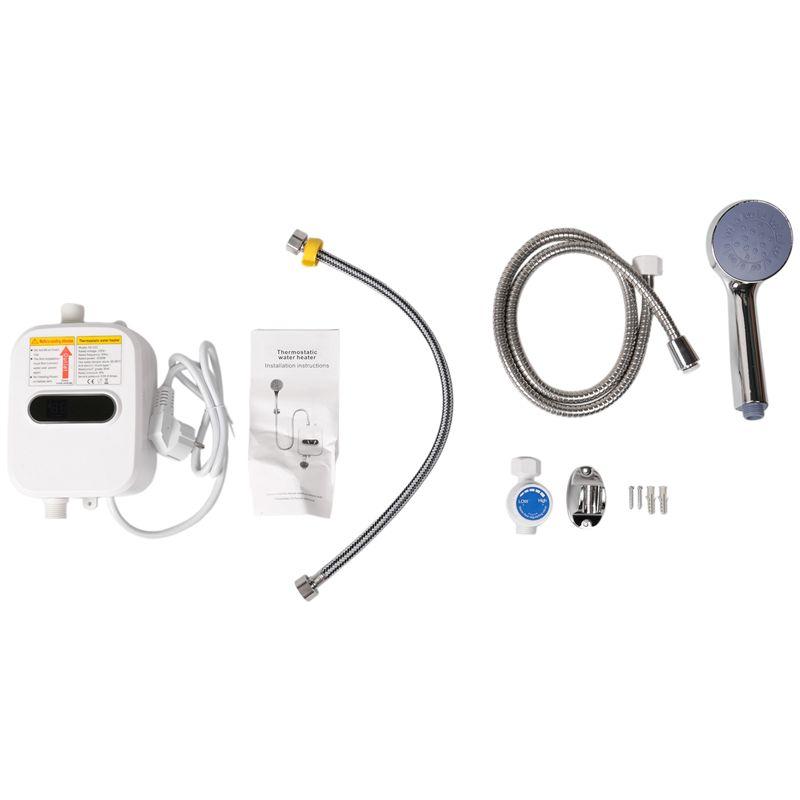 AEE4-Instant Water Heater Shower 220V Bathroom Faucet Hot Water Heater 3500W Digital Display EU Plug