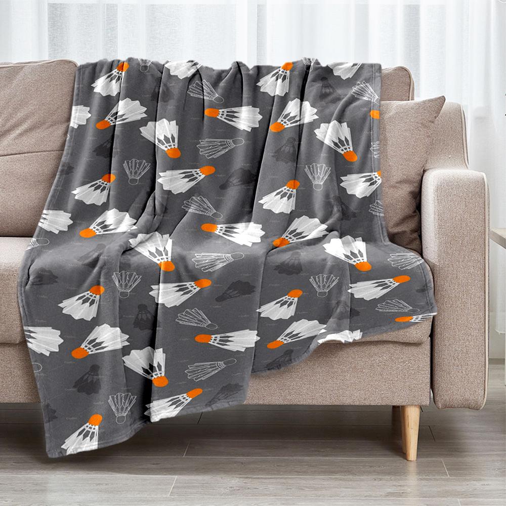 badminton Theme Printed Blanket - Perfect for Couch, Bed, Travel & Outdoor Use | Machine Washable, Cozy & Durable.