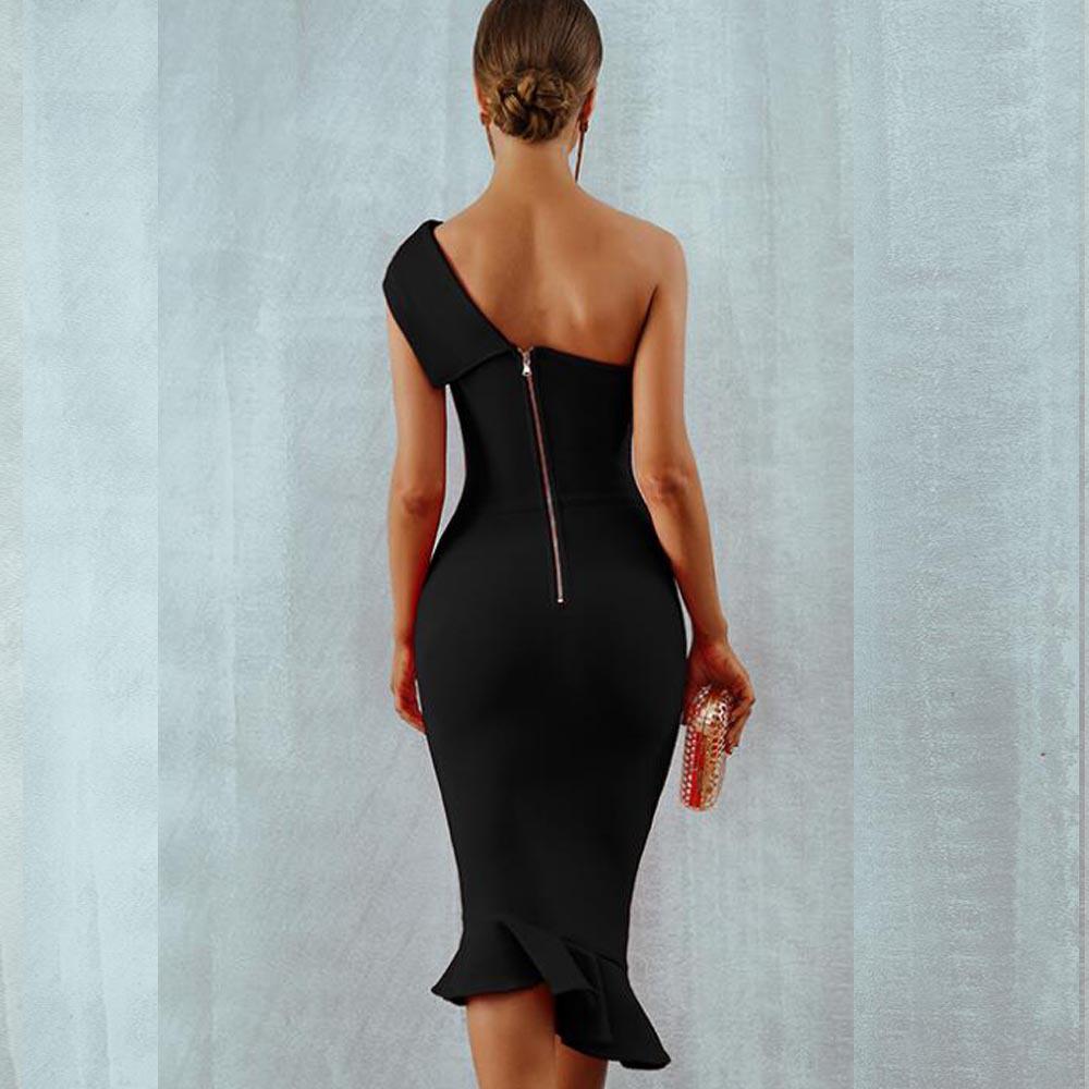 Vânzare fierbinte: Rochie sexy cu umerii goi, cu coadă frunză de lotus, cu bandaj care urmărește linia șoldurilor, pentru femei