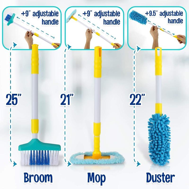 Kids Cleaning Set Toddler Cleaning Toy Set Pretend Play Housekeeping Educational Toy with Cleaning Cart Broom Dust Pan Mop