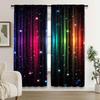 2pcs Magic Rainbow Galaxy Curtains Polyester Light Filtering Drapes for Kids Bedroom Playroom Shining Star Pattern Home Decor