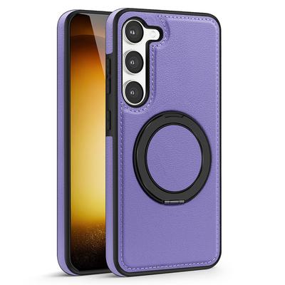 For Samsung Galaxy S23+ Case with Ring Kickstand Compatible with MagSafe PU Leather Back Cover