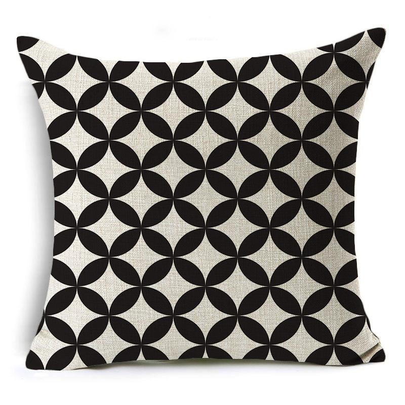 Modern Simple Black and White Geometric Linen Pillow Case Home Sofa Pillow Cushion Cover Soft Decoration