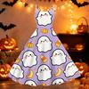 Womens Halloween Print Dress Spaghetti Strap Off Shoulder Punk Vintage Style Midi Dress Casual Party Dress
