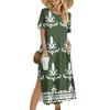 Ladies' Fashionable Summer Retro Color Block Patchwork Printed Dress, Casual Beach Dress, Slender Vacation Dress