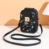 Embroidered Lock Single Shoulder Vertical Small Square Bag Messenger Bag Simple Mobile Phone Bag Girls Mouth Red Envelope