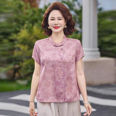 Summer 2026 Chinese-Style Chiffon Blouse for Middle-Aged Women