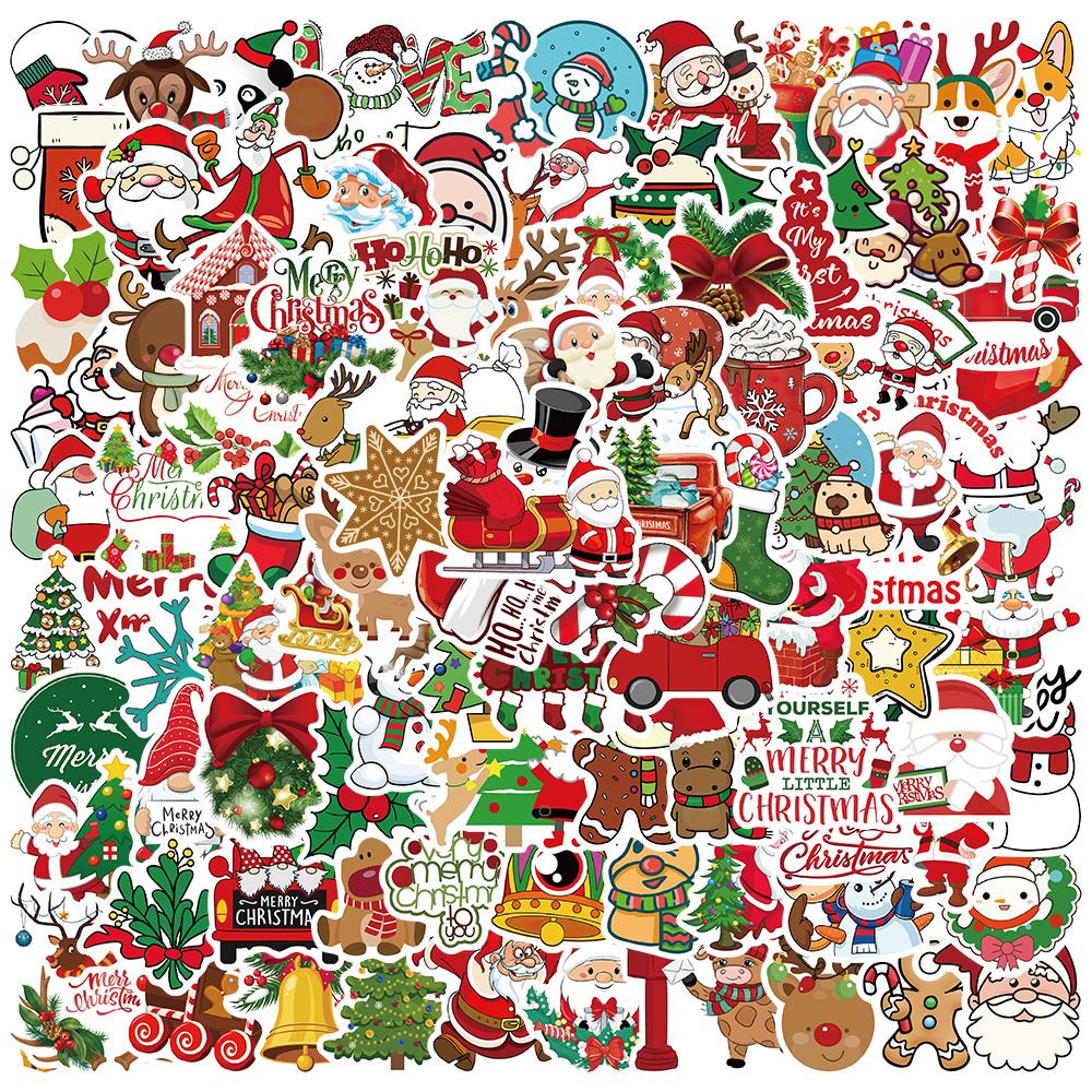 Mix Christmas Santa Claus Xmas Stickers Skateboard Cars Guitar Helmet Luggage Laptop Graffiti Stickers Kids Christmas Gifts