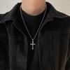 European and American Style Chain with Diamonds, Cross Flower Pendant Necklace, Men's High-end Niche Design, Cross Sweater Chain Accessories