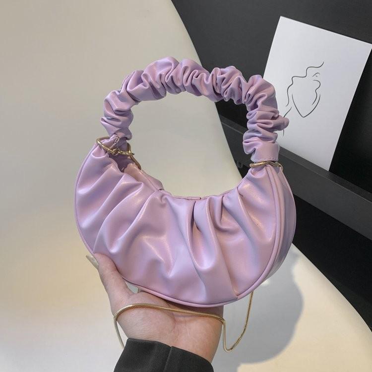 Trendy Gender-neutral Fashion Cloud Bag With Elegant Pleated Texture For Everyday Use