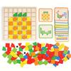 Wooden Puzzle Blocks Colorful Shape Pattern Montessori Tangram Educational Toys Educational Geometric Blocks with Cards for Kids