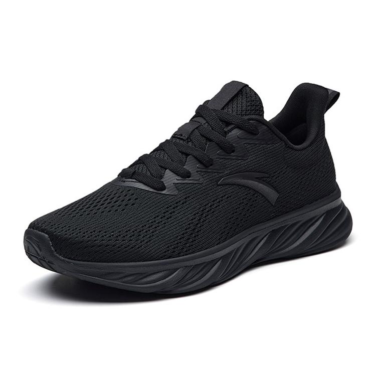 New Anta Running Collection Cushioning, Abrasion Resistant, Breathable, Lightweight Low Top Running Shoes Men's All Black 112235571-4