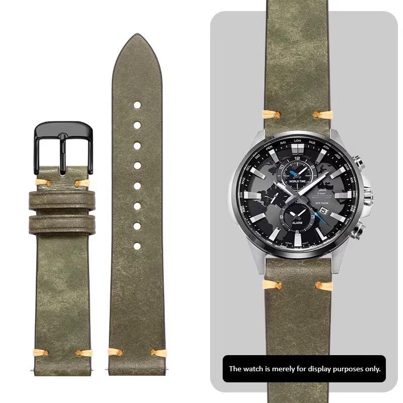 22mm 23mm high-quality genuine leather watch strap For Casio EDIFICE EFR-552D/539/303 EFV-650D MDV-107D Men's Cowhide watchband