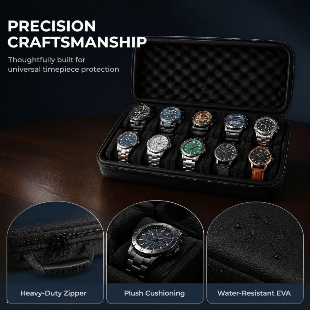 Hard Shell Watch Storage Box 10/12/20 Slots Wristwatch Holder Watch Display Box Storage Box